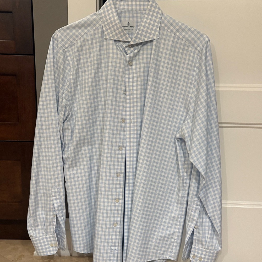 Classic Light Blue Checkered Dress Shirt